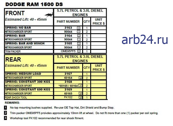 Dodge Ram 1500 OME arb24